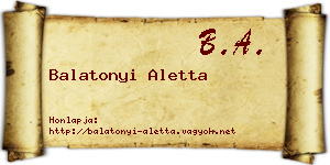 Balatonyi Aletta névjegykártya
